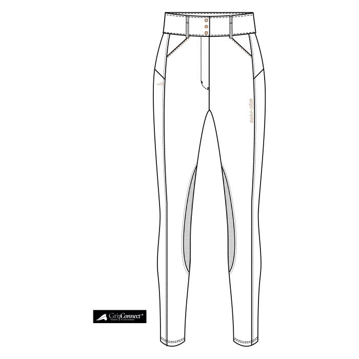 Riding breeches ESAurelia gripconnect Knee - 0526 - White-Rosegold